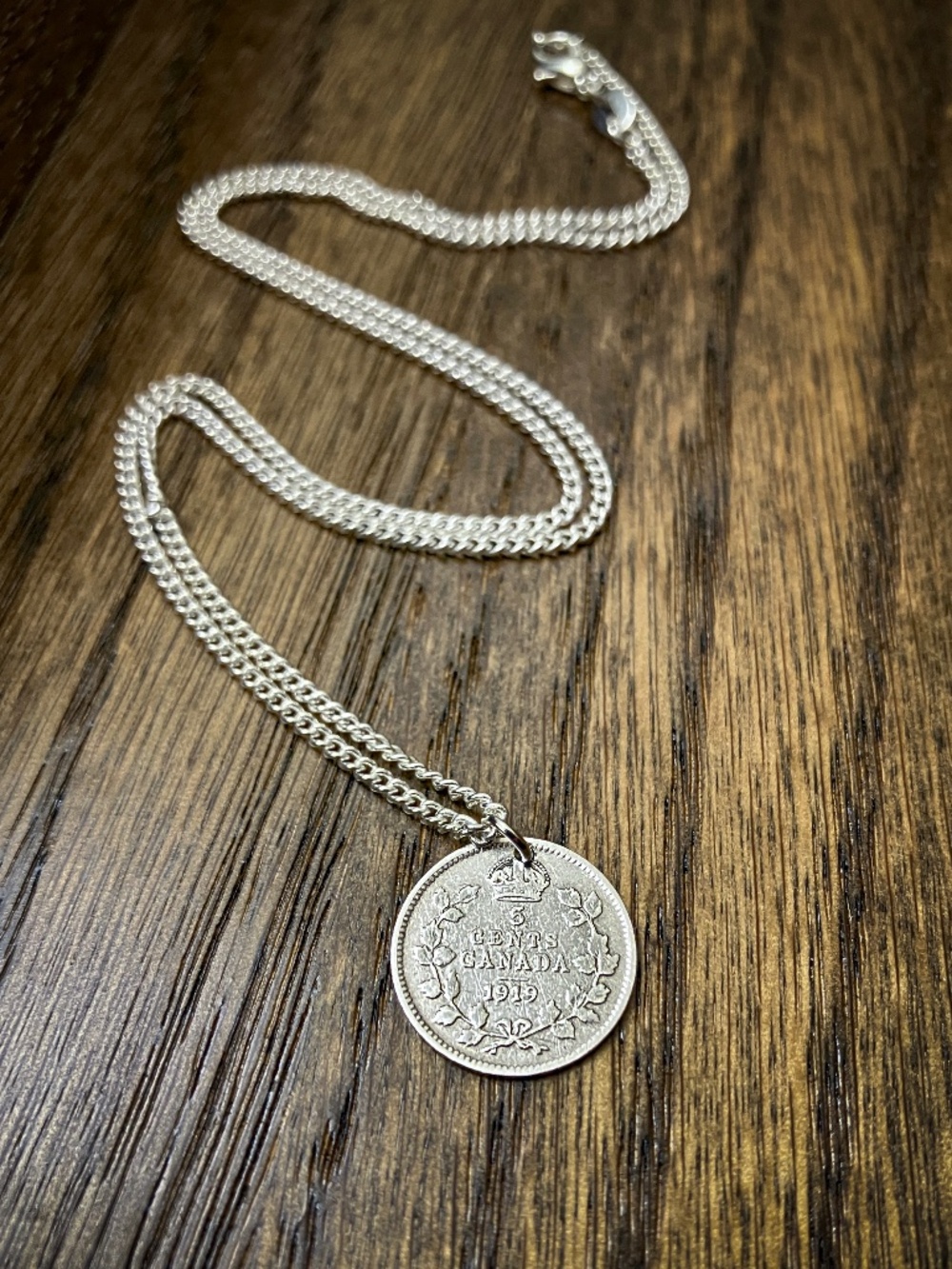 1919 Sterling Silver George V Coin Necklace, 18-inch
